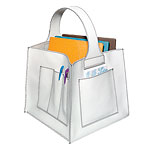 Leather bag handmade in France (also in black, height: 16", width: 11.5", depth: 11"), Marie Papier.