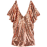 Sequined silk-spandex top, Bebe.
