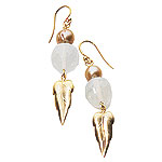 Earrings of 22kt-gold plating, quartz and freshwater pearls, A.V. Max.