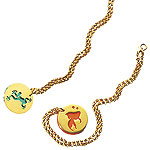 Necklaces of 24kt-gold plating and acrylic, Leila.