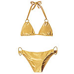 24K Metallic Luxe Cosmo Ring bikini top and Superstar bikini bottom, Vitamin A by Amahlia Stevens.