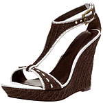 Raffia-and-leather wedges, Charles David.