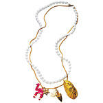 One-of-a-kind necklaces with vintage charms, beads and chains, Drew GaffneyMcCann.