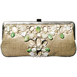 Linen with semi-precious stones clutch, Lambertson Truex.