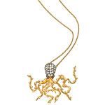 18kt gold octopus necklace with diamond studs, Umlaut by Azaara.