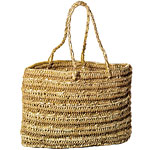 Golden leather-and-hemp tote, Rue des Nanettes.
