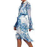 Silk dress with grosgrain belt, Badgley Mischka Platinum Sportswear.