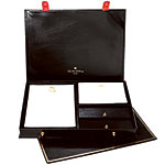 Leather Voyager box with 24 sheets of paper, 24 cards and 48 envelopes, Mrs. John L. Strong.