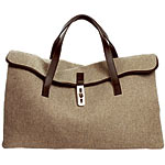 Canvas tweed with faux leather trim (13" x 23"), Roberta Freymann.