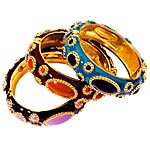 Enamel bangles with faux cabochons, J. Crew.