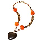 Glass-bead necklace with wooden pendant, Erickson Beamon for Anna Sui.