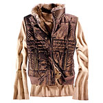 Poly and fur vest with down and feathers, Badgley Mischka Platinum Sportswear.