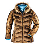 Polyester and fur parka with down, Weatherproof.