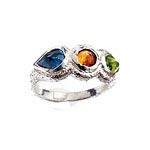 Vermeil ring with iolite, quartz, and peridot, Alexis Bittar.
