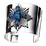 Silver-plated brass cuff with crystals, M+J Savitt.