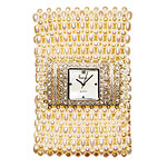 Faux pearl watch with Swarovski crystals and mother-of-pearl dial, Freelook.