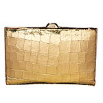 Metallic leather wallet with gold-plated hardware, Lodis.