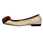 Suede flat with mink pom-pom, Kors Michael Kors.