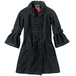 Wool-polyester three-quarter-sleeve coat, ABS by Allen Schwartz.