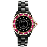 18kt gold watch with rubies and diamonds, Chanel.