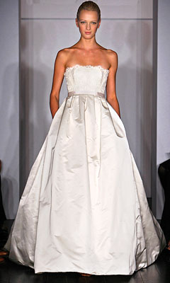 amsale lace and satin ballgown