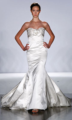 Strapless gown by Priscilla of Boston.