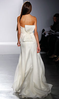 Strapless gown with Obi sash at back by Melissa Sweet.