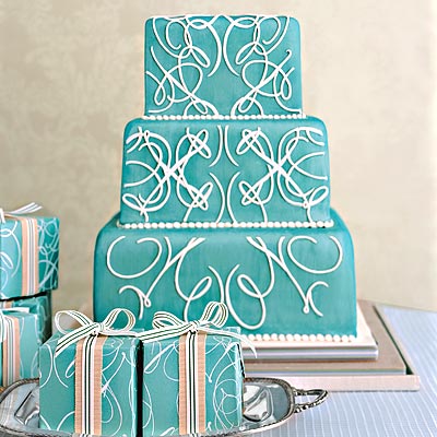 white and blue wedding cakes