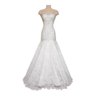 strapless alencon lace dress