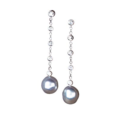 white cultured South Sea pearl earrings