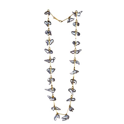keshi pearl and 22kt gold necklace