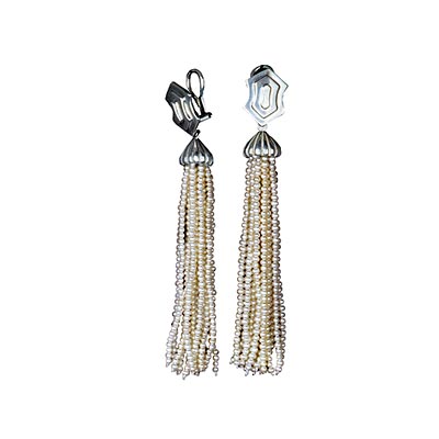 sterling silver earrings with strands of freshwater pearls