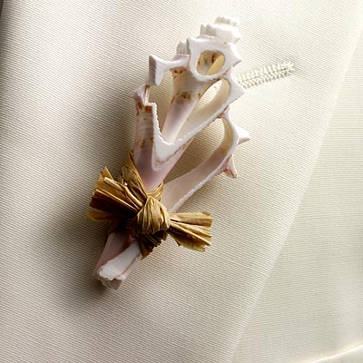 white coral boutonniere