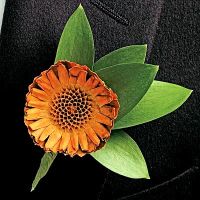 dried sunflower boutonniere
