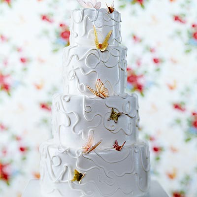 cake adorned with butterflies