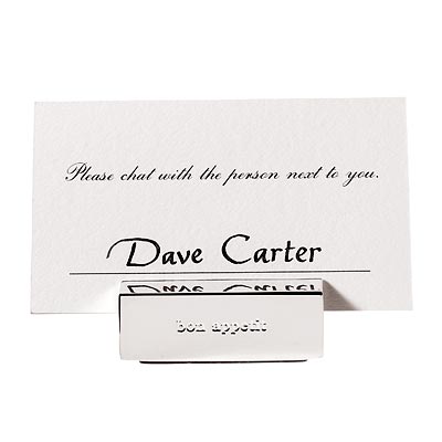 silver-plated place card holder
