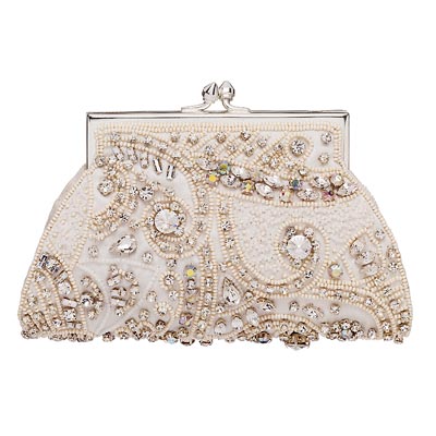 silk purse with glass beads and Swarovski crystals
