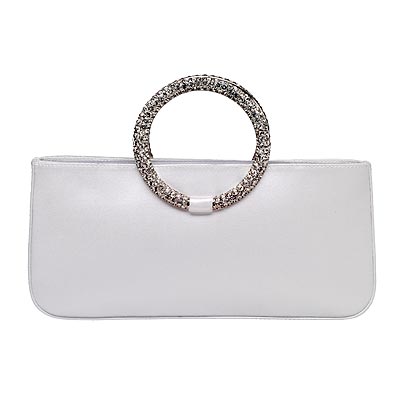 silk satin bag with rhinestone handle