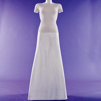 cashmere sweater and silk duchesse satin skirt