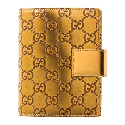 gold leather Gucci agenda