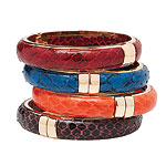 Gold-plated snakeskin bracelets, Vita.