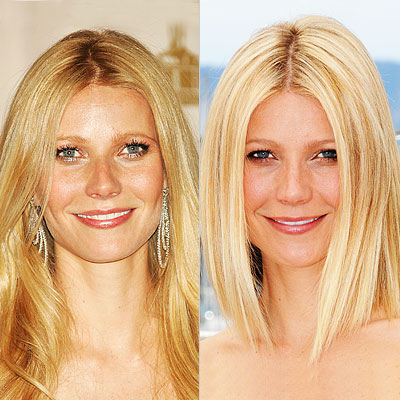 Gwyneth Paltrow, Hair, Before and After. Bill Davila/Startraks; Tony Barson/ 