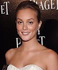 Leighton Meester, Lancome tinted moisturizer, Chanel bronzing powder, Dior 5-Colour Eyeshadow in Beige Massai 705, icy beige M.A.C lipstick, powder, eye shadows
