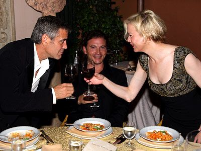 George Clooney, Manuele Malenotti, Renee Zellweger, Italian premiere of Leatherheads, Rome