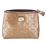 Glossy taupe makeup bag, Anya Hindmarch.