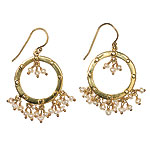 18kt gold plate earrings with freshwater pearls, A by Andrea Barna.