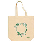Peace, Love, Recycle organic-cotton tote, Tina Tang.