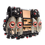 Beaded leather baguette with water snake and metal fringe, Fendi.