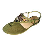 Linen with wood and strass sandal, Oscar de la Renta.