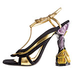 Leather, suede and molded-plastic heels, Prada.